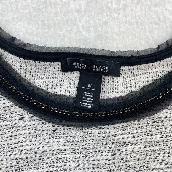 White House Black Market Women's Tweed Cotton Top w/ Chain Detail Size Medium - Picture 3 of 6